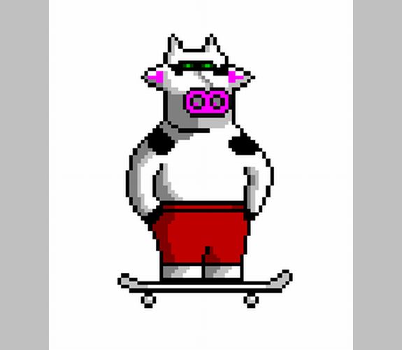 Vache sur un skate